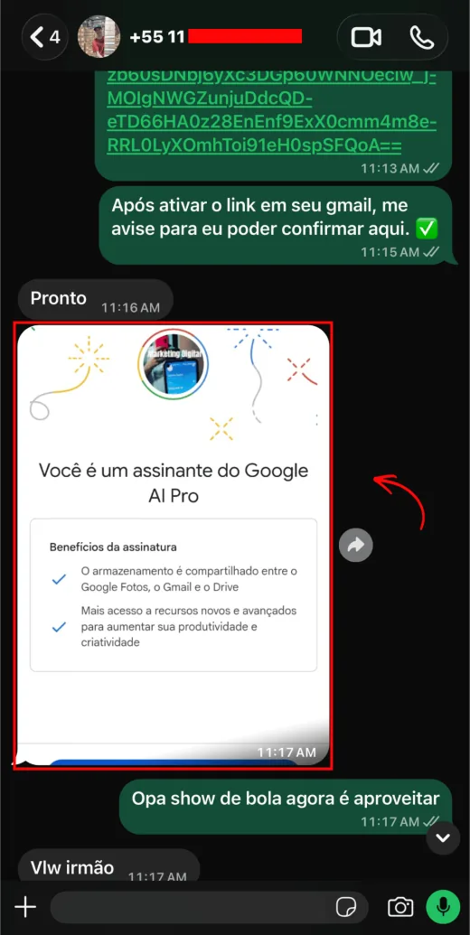Cliente com a assinatura Google AI Pro ativa